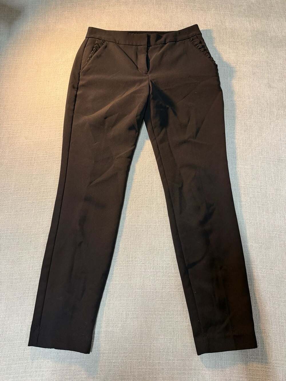 EXPRESS Columnist Mid-Rise Ankle Pants with Ruffle Pocket Detail